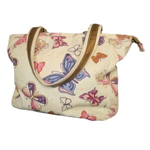 Whimsical Butterfly Print & Sequine Canvas Double Handle Tote
